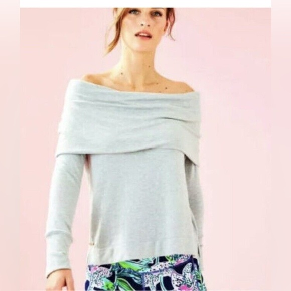 NWT Lilly Pulitzer heathered aqua modal/spandex cowl neck tunic large - Picture 1 of 8